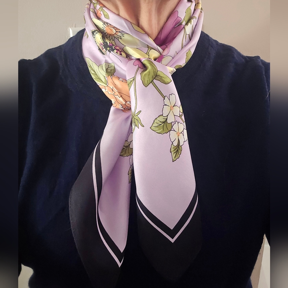 Talbots 100% Silk Botanical Floral square scarf. 33x33
